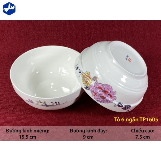 tô sứ ngấn 6 inch - hoa mẫu đơn hồng cách điệu đẹp, lạ - TP1605