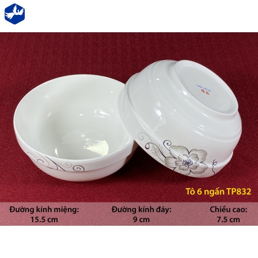 tô sứ ngấn 6 inch - hoa mai ánh kim cách điệu đẹp - TP832