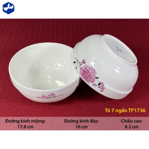 tô sứ ngấn 7 inch - hoa mẫu đơn hồng đẹp - TP1736