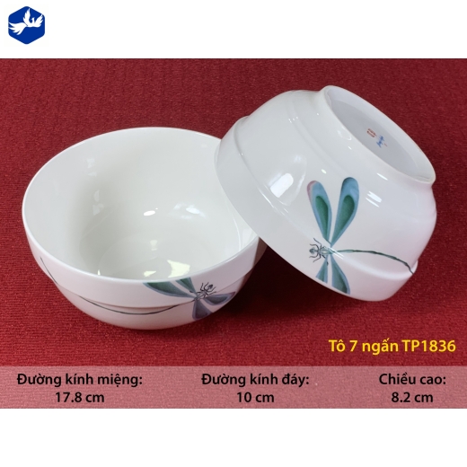 tô sứ ngấn 7 inch - hoa văn con chuồn chuồn đẹp đẹp - TP1836