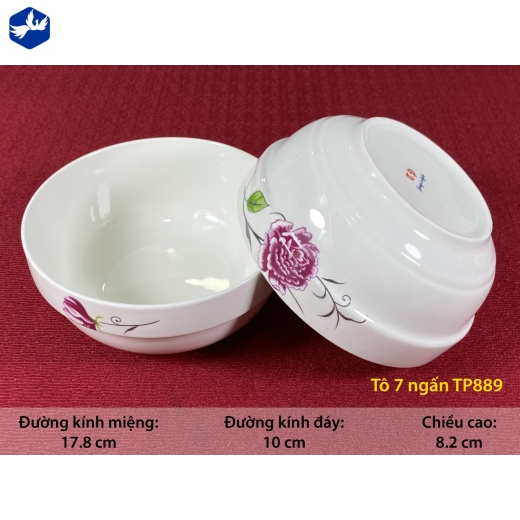 tô sứ ngấn 7 inch - hoa mẫu đơn hồng đẹp, đẳng cấp - TP889