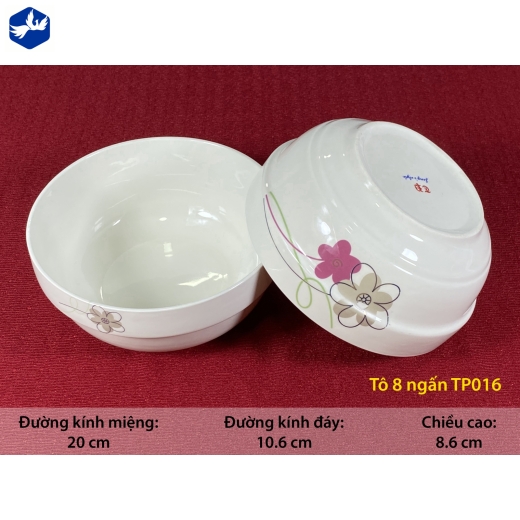 tô sứ ngấn 8 inch - hoa mai cách điệu đẹp - TP016
