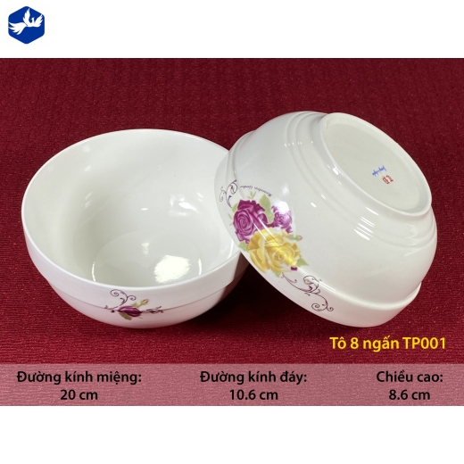 tô sứ ngấn 8 inch - hoa hồng đẹp - TP001