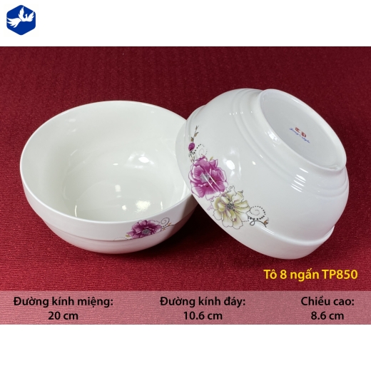 tô sứ ngấn 8 inch - hoa mẫu đơn đẹp - TP850