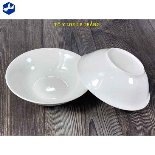 tô sứ loe 7 inch men trắng bóng, đẹp, bền bỉ - TP trắng