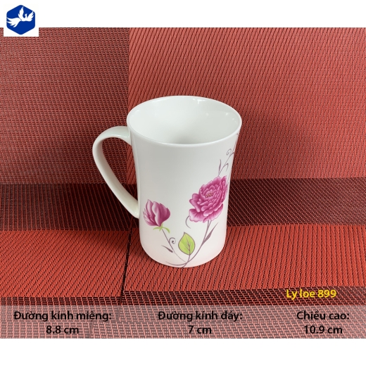 ly kiểu dáng loe hoa văn hoa mẫu đơn hồng đẹp - 889