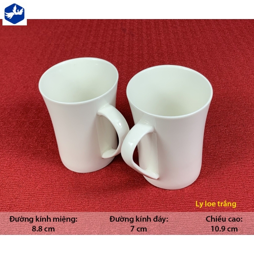 ly kiểu dáng loe men trắng đẹp, cao cấp