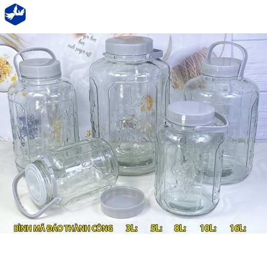BÌNH NGÂM THỦY TINH 16L MÃ ĐÃO THÀNH CÔNG - BÌNH THỦY TINH CAO CẤP, MẪU MÃ ĐẸP, BỀN