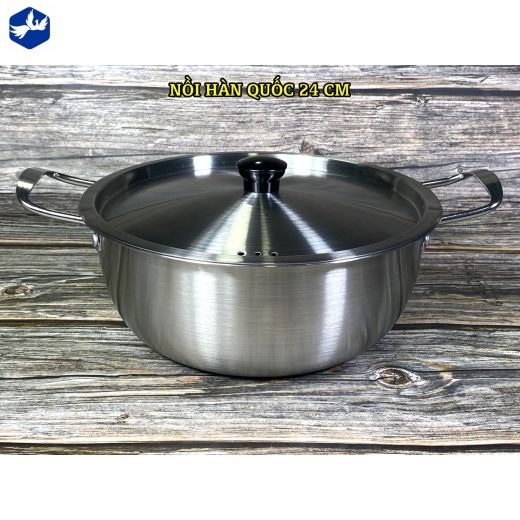 nồi kiểu dáng hàn quốc bằng thép khong rỉ, bền đẹp - 24 cm