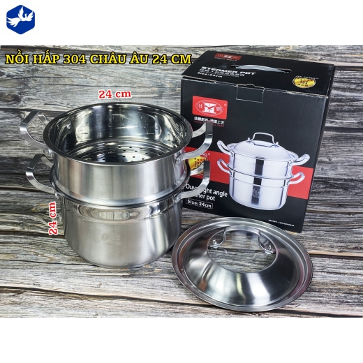 nồi hấp kiểu dáng châu âu chất liệu bằng inox cao cấp, bền đẹp - ( nồi hấp  304 châu âu 24cm )