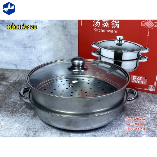 nồi hấp đa năng 2 tầng inox cao cấp 28cm