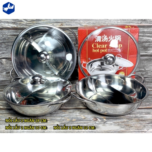 nồi lẩu 2 ngăn - nắp kính trong suốt đẹp