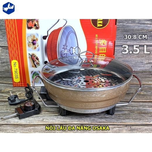 NỒI LẪU ĐA NĂNG OSAKA - KIỂU DÁNG ĐẸP, HOA VĂN NỔI - NỒI ĐUN BẰNG ĐIỆN HIỆN ĐẠI