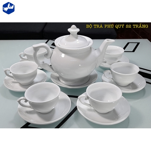 bộ tách trà phú quý men trắng đẹp / S2 trắng