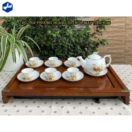 bộ tách trà phượng hoàng hoa mai viền ánh kim đẹp / S3