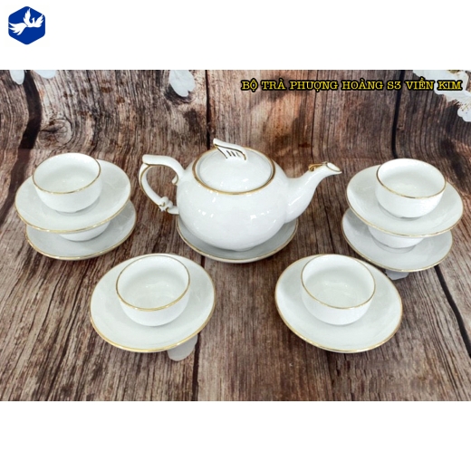 bộ tách trà phượng hoàng viền vàng ánh kim đẹp / S3 viền kim