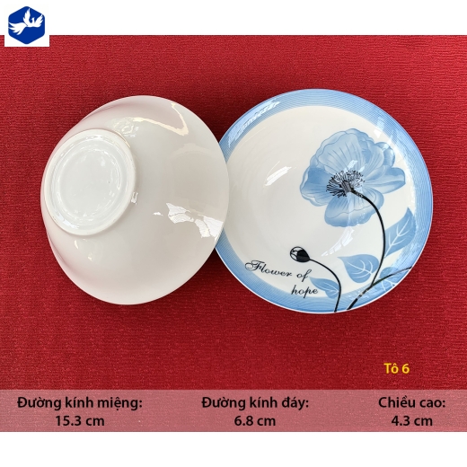 Tô 6 Loe Cao Cấp Họa Tiết Xanh Lam Mã IC01