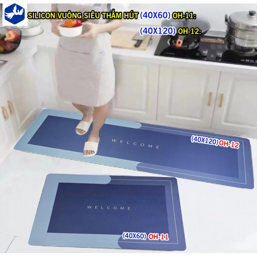BỘ THẢM SILICON VUÔNG SIÊU THẤM HÚT OH 11 (40X60) VÀ OH 12 (40X120) 
