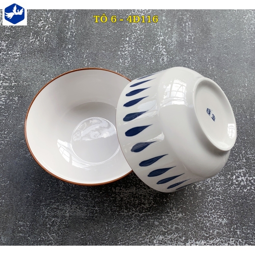 tô sứ 6 inch kiểu châu âu - hoa văn 4D giọt nước độc lạ - 4D116
