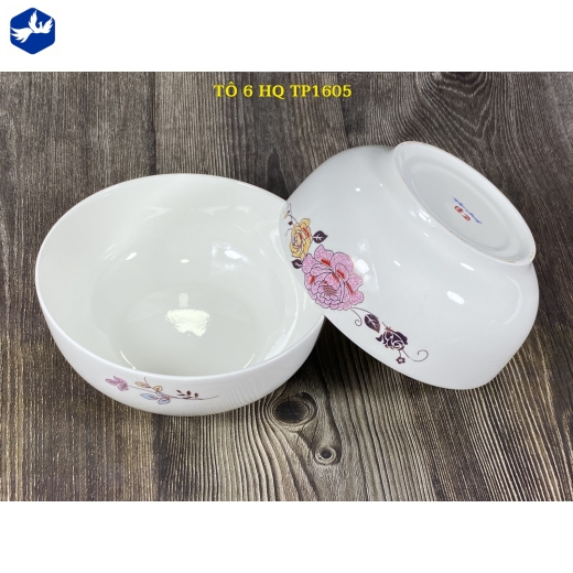 tô sứ 6 inch kiểu hàn quốc - hoa mẫu đơn hồng cách điệu đẹp, lạ - TP1605