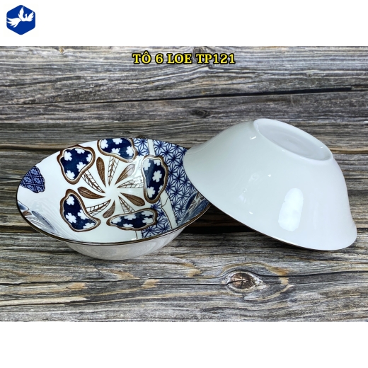 tô sứ loe 6 inch - họa tiết 4d bông hoa cách điệu độc lạ - 4D121