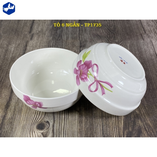 tô sứ ngấn 6 inch - hoa phong lan hồng đẹp - TP1735