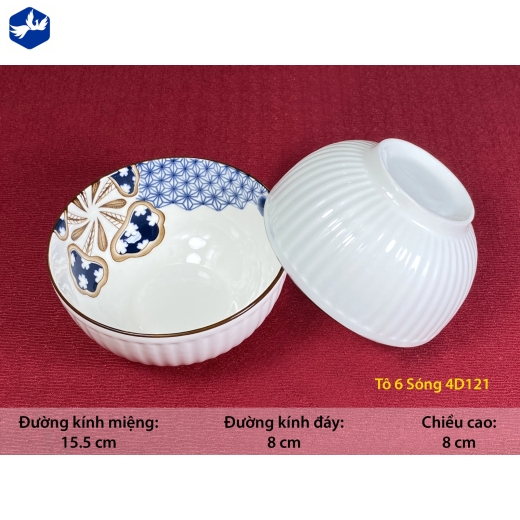 tô sứ bầu sóng 6 inch - họa tiết 4d bông hoa cách điệu độc lạ - 4D121