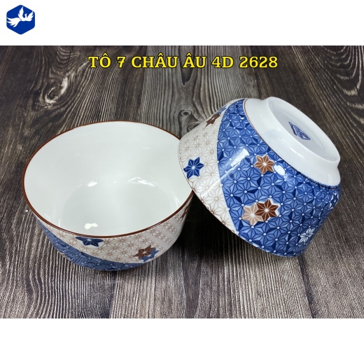 tô sứ 7 inch kiểu châu âu - họa tiết 4d ngôi sao 6 cánh độc lạ - 4D2628
