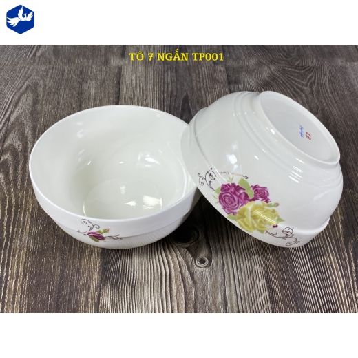 tô sứ ngấn 7 inch - hoa văn hoa hồng đẹp - TP001
