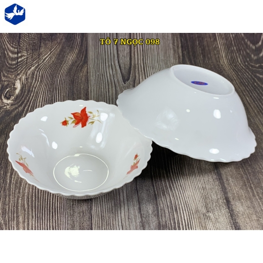 tô sứ loe bèo 7 inch - hoa ly đỏ đẹp - 098