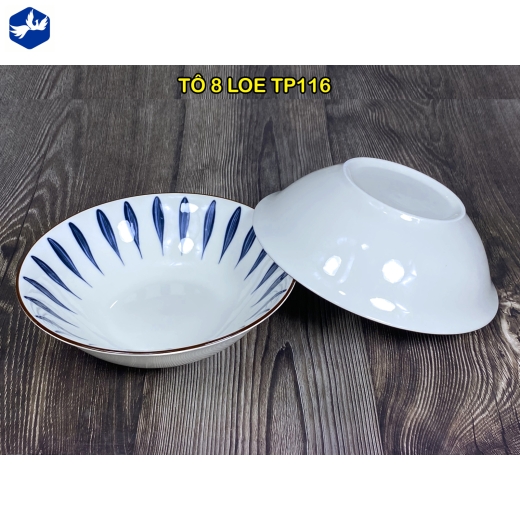 tô sứ loe 8 inch - hoa văn 4D giọt nước độc đáo - 4D116