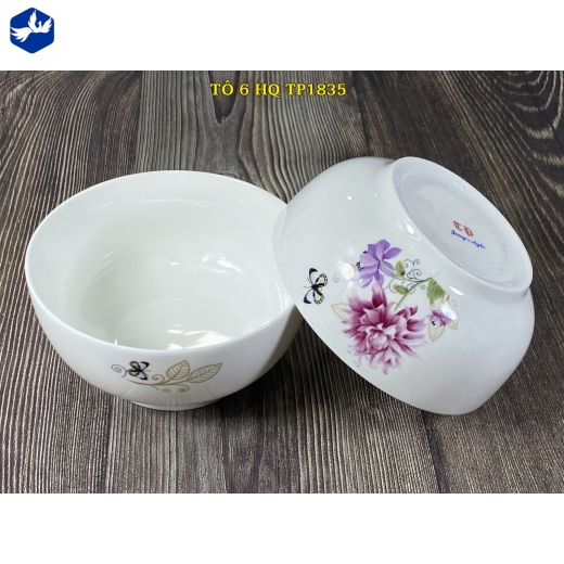 tô sứ 6 inch kiểu hàn quốc - hoa cúc tím đẹp - TP1835