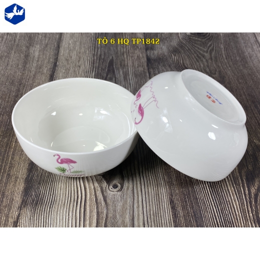 tô sứ 6 inch kiểu hàn quốc - hoa văn chim hồng hạc đẹp - TP1842