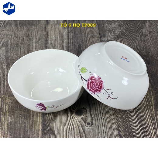 tô sứ 6 inch kiểu hàn quốc - hoa mẫu đơn hồng đẹp, đẳng cấp - TP889
