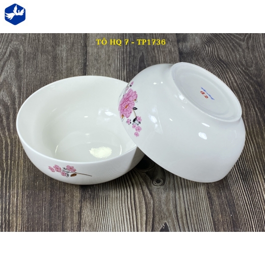 tô sứ 7 inch kiểu hàn quốc - hoa mẫu đơn hồng đẹp - TP1736