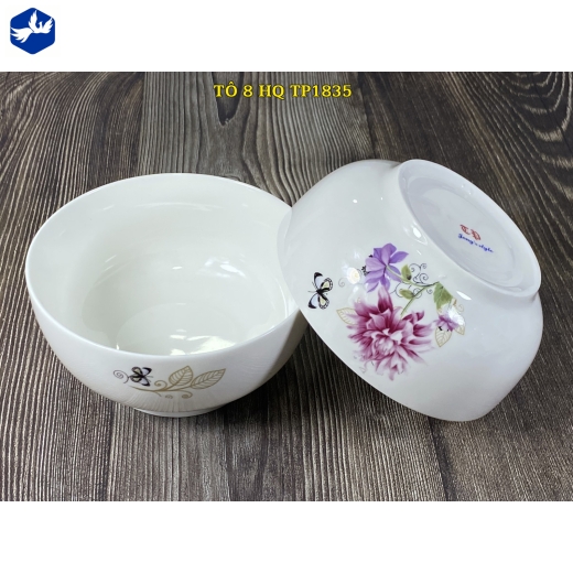 tô sứ 8 inch kiểu hàn quốc - hoa cúc tím đẹp - TP1835