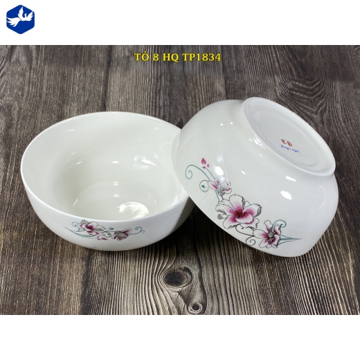 tô sứ 8 inch kiểu hàn quốc - hoa ly cách điệu đẹp - TP1834