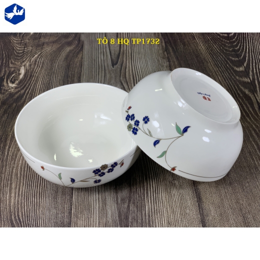 tô sứ 8 inch kiểu hàn quốc - hoa cỏ cách điệu sang trọng - TP1732