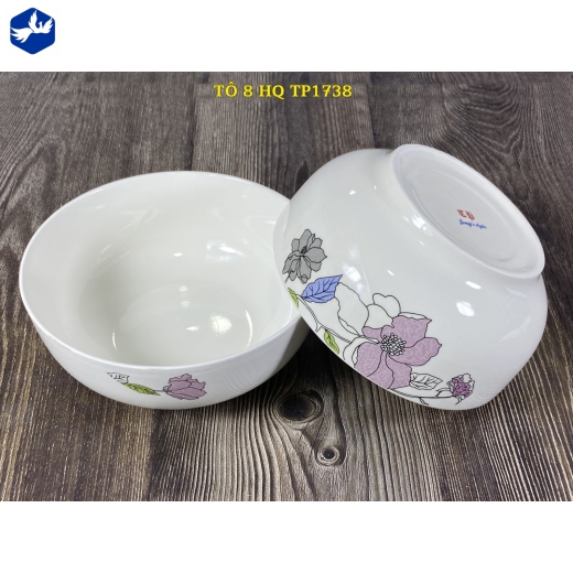 tô sứ 8 inch kiểu hàn quốc - bông hoa cách điệu độc, lạ - TP1738