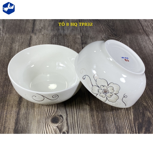 tô sứ 8 inch kiểu hàn quốc - hoa mai ánh kim cách điệu đẹp - TP832
