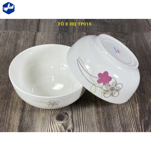 tô sứ 8 inch kiểu Hàn Quốc - hoa mai cách điệu đẹp - TP016