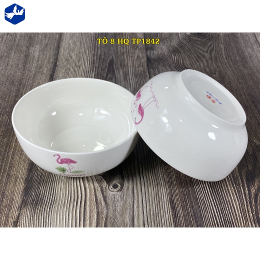 tô sứ 8 inch kiểu hàn quốc - chim hồng hạc đẹp - TP1842