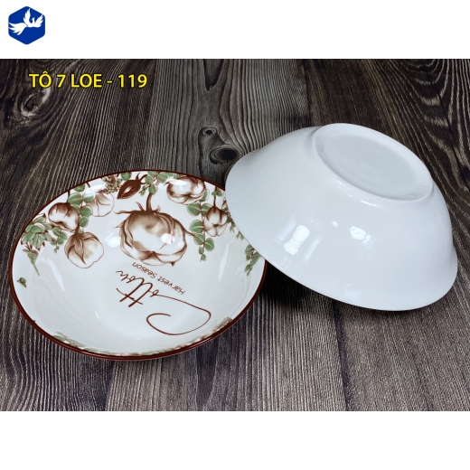 tô sứ loe 7 inch - hoa văn 4D cây bông đẹp độc đáo - 4D119