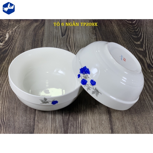 tô sứ ngấn 6 inch - hoa mẫu đơn xanh - TP209
