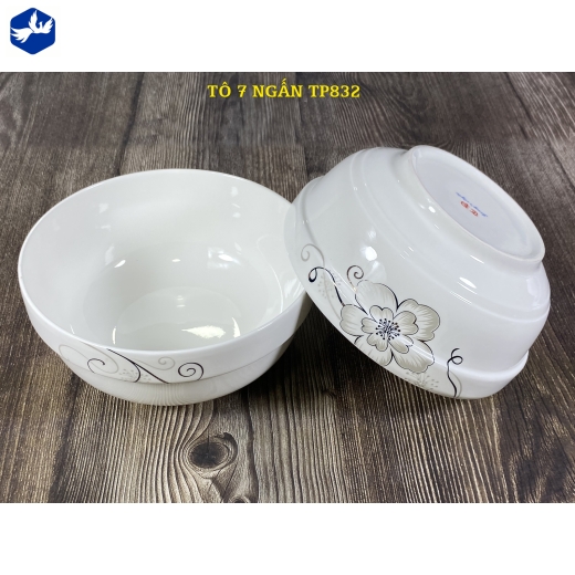 tô sứ ngấn 7 inch - hoa mai ánh kim cách điệu đẹp - TP832