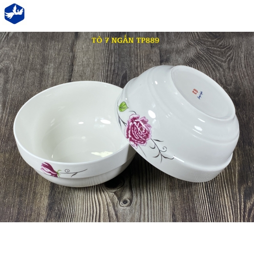 tô sứ ngấn 7 inch - hoa mẫu đơn hồng đẹp, đẳng cấp - TP889