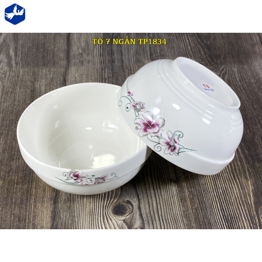tô sứ ngấn 7 inch - hoa ly cách điệu đẹp - TP1834