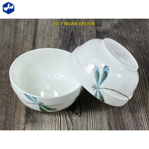 tô sứ ngấn 7 inch - hoa văn con chuồn chuồn đẹp đẹp - TP1836