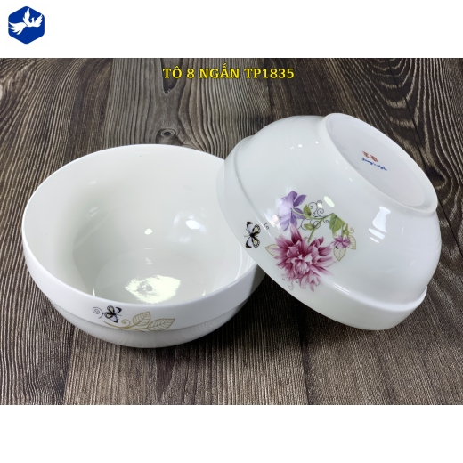 tô sứ ngấn 8 inch - hoa cúc tím đẹp - TP1835