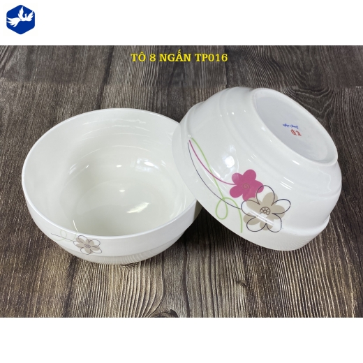 tô sứ ngấn 8 inch - hoa mai cách điệu đẹp - TP016